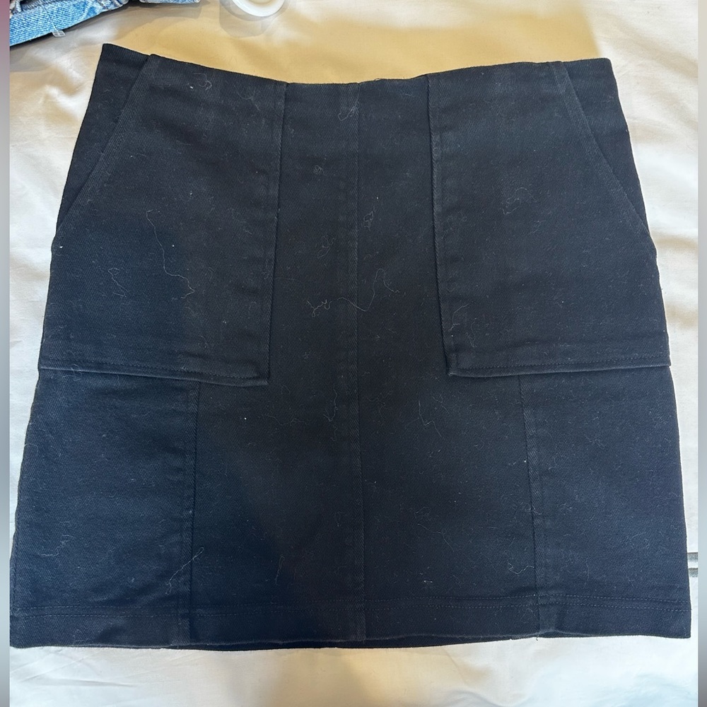Black denim skirt